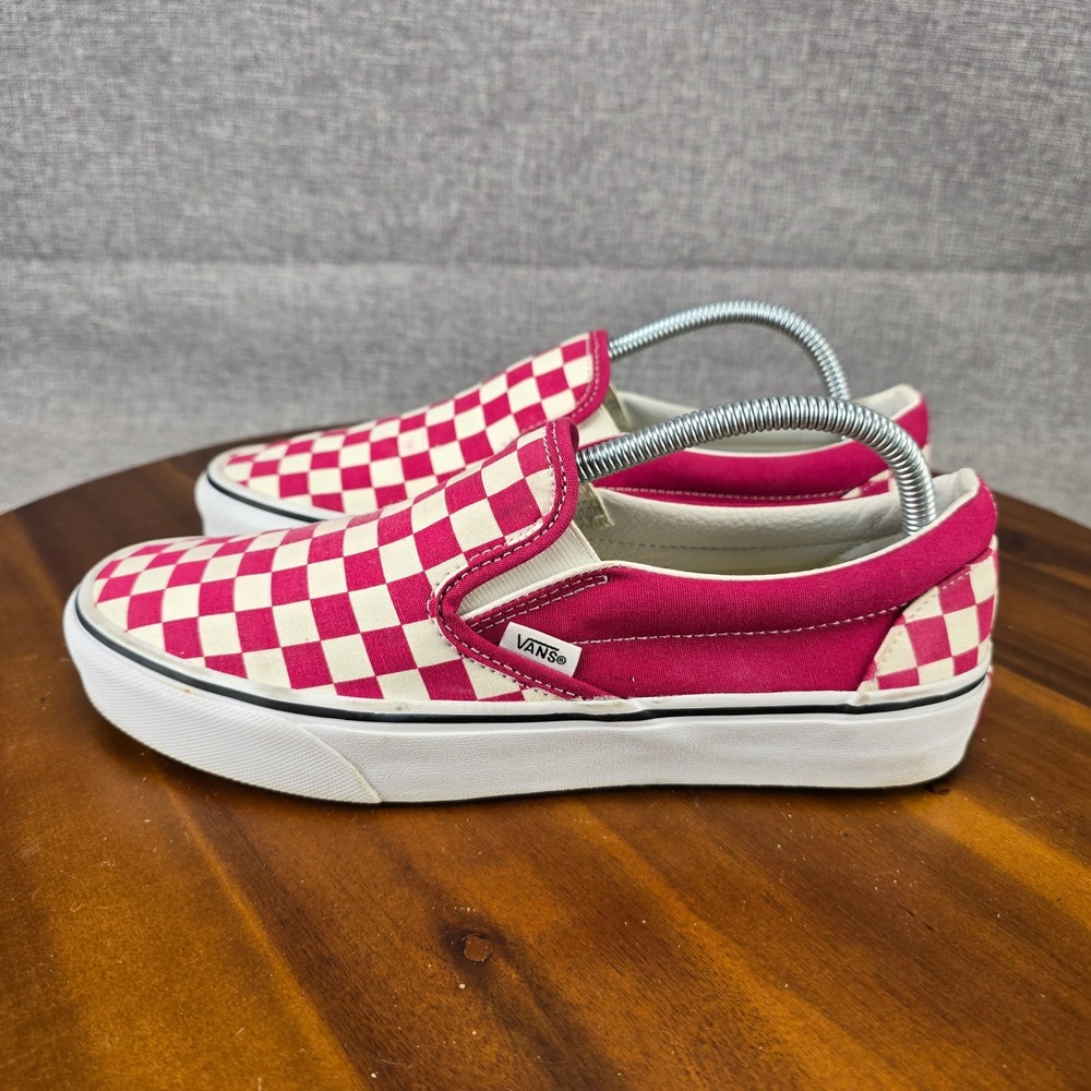 Vans Classic Slip-On Checkerboard Raspberry Pink White Mens 8.5 Womens 10 751505 - Picture 2 of 13